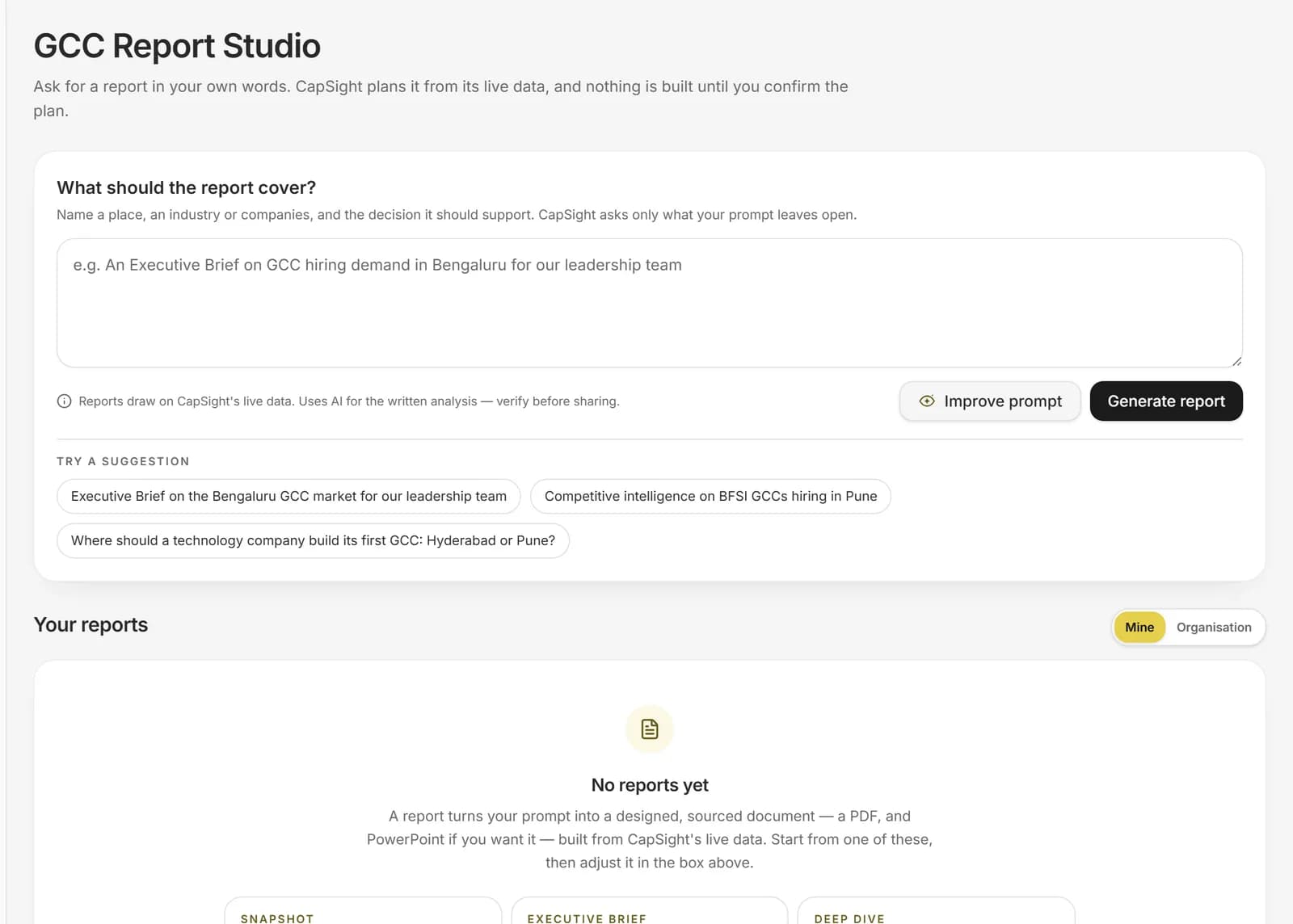 The report studio: describe the report in your own words